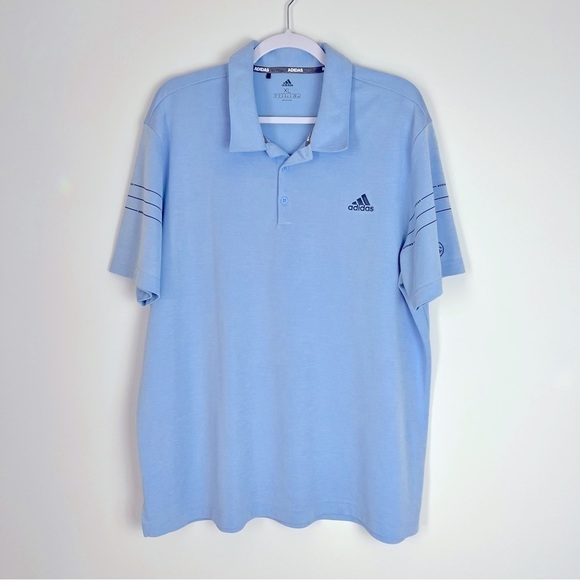Adidas Men's Athleisure Light Blue Line Design 3 Button Polo Shirt XL - Picture 1 of 11